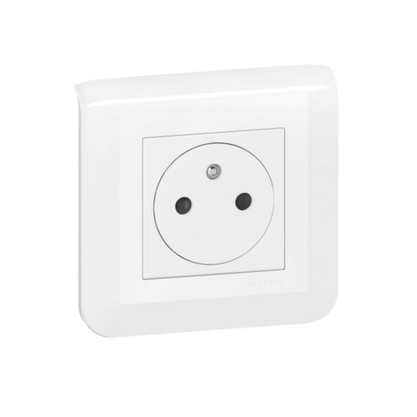 Surface Mosaic white power outlet with plate and claw fixing image 1