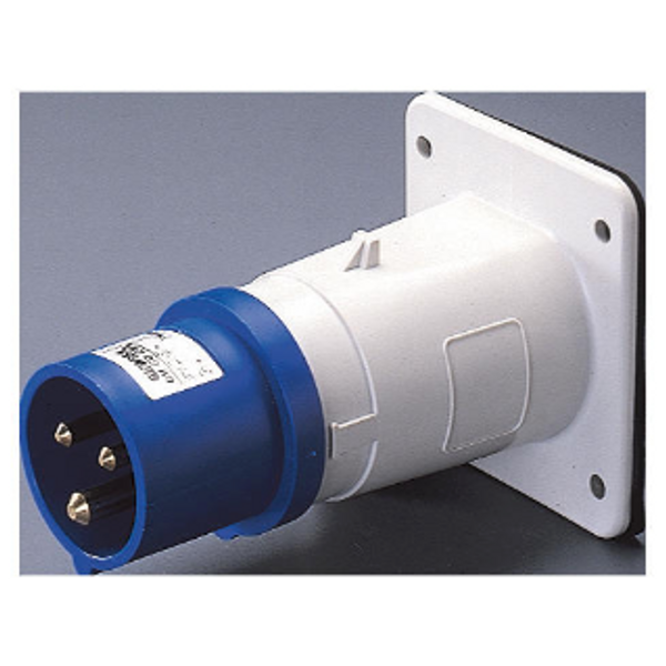 STRAIGHT FLUSH MOUNTING INLET - IP44 - 2P+E 32A 200-250V 50/60HZ - BLUE - 6H - SCREW WIRING image 1