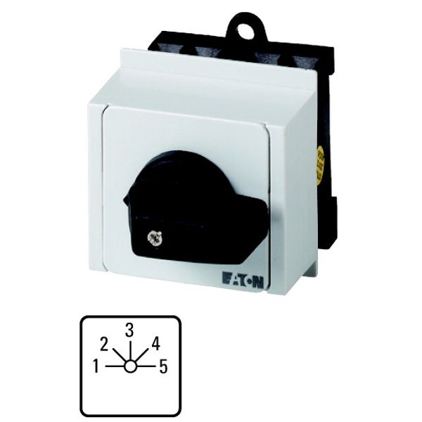 Step switches, T0, 20 A, service distribution board mounting, 3 contact unit(s), Contacts: 5, 45 °, maintained, Without 0 (Off) position, 1-5, Design image 1