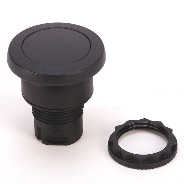 Push Button, 40mm Mushroom Head, Black, Momentary, Plastic image 1