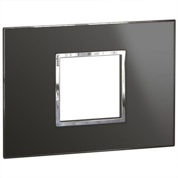 Arteor™ - Italian / US standard plate square version 2 modules - Reflective Metal - Black image 1