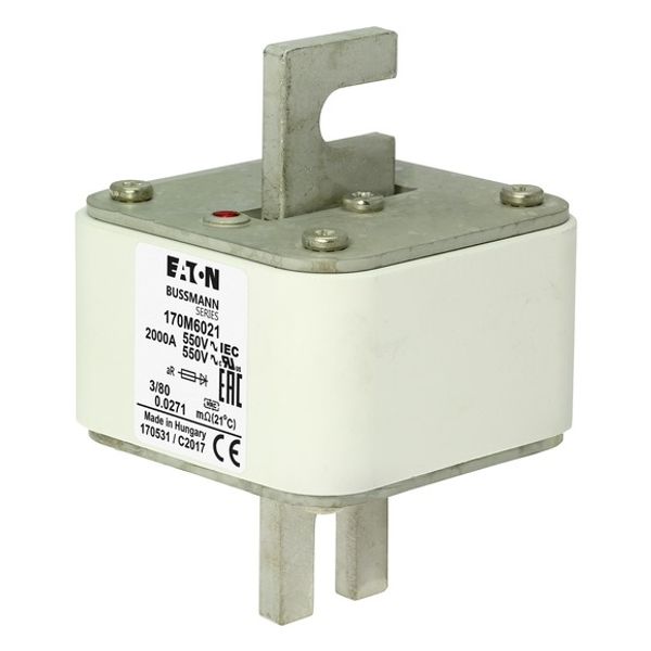 Fuse-link, high speed, 750 A, AC 1500 V, size 3, 74 x 96 x 112 mm, aR, IEC, single indicator image 2