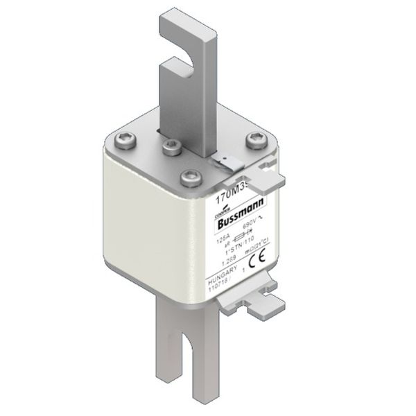 Fuse-link, high speed, 125 A, AC 690 V, compact size 1, 43 x 59 x 141 mm, aR, DIN, IEC, visual indicator image 3