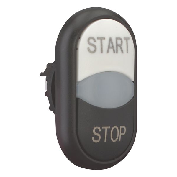 Double actuator pushbutton, RMQ-Titan, Actuators and indicator lights non-flush, momentary, White lens, white, black, inscribed, Bezel: black, START/S image 8