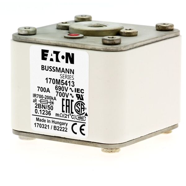 Fuse-link, high speed, 1100 A, AC 600 V, size 2, 61 x 77 x 65 mm, aR, IEC, UL, single indicator image 4