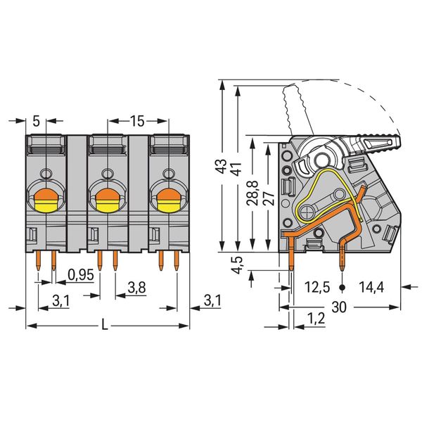 PCB terminal block lever 16 mm² gray image 4