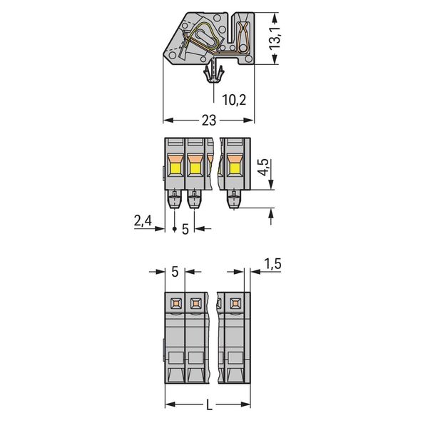 1-conductor female connector, angled CAGE CLAMP® 2.5 mm² gray image 3