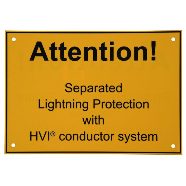 Instruction plate "ATTENTION!Separated Lightning Protection with HVI c image 1