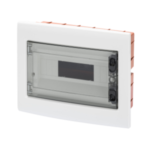 FLUSH-MOUNTING ENCLOSURE WITH SMOKED TRANSPARENT DOOR WITH EXTRACTABLE FRAME - WITH TERMINAL BLOCK N (3X16)+(11X10) E (3X16)+(11X10) - 8 MODULES IP40 image 1