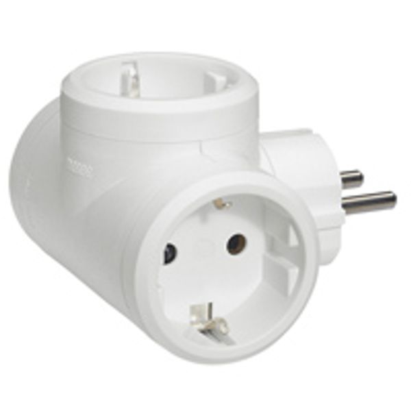 2P+E multi-socket plug - German std - 3 side outlets - white - cardboard image 2