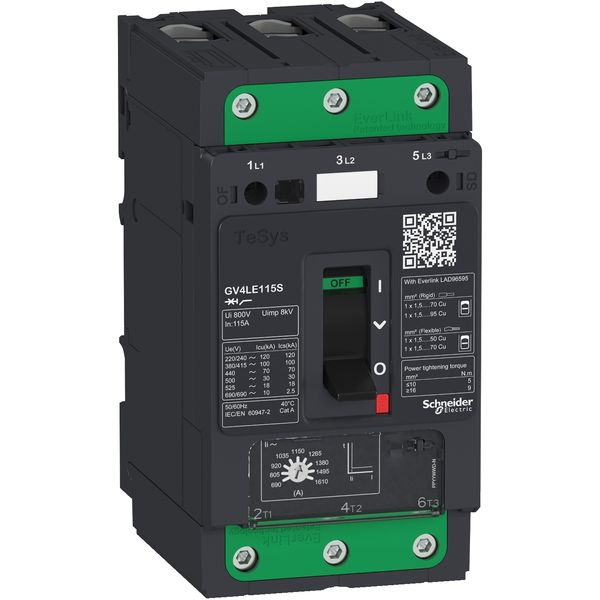 Motor circuit breaker, TeSys GV4, 3P, 80 A, Icu 100 kA, magnetic, EverLink terminals image 3