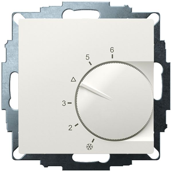 UP room controller, RAL9010 glossy 55x55, 5-30C, AC 230V, output contactless via triac, switchable 5 actuators each 3W image 1