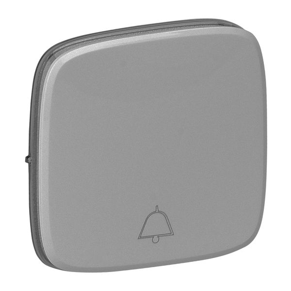 Cover plate Valena Allure - changeover push-button with bell symbol - aluminium image 1