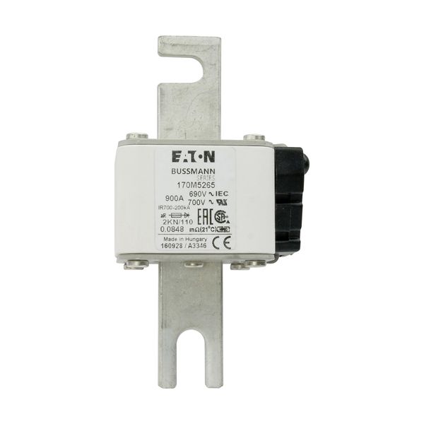 Fuse-link, high speed, 900 A, AC 690 V, DIN 2, 61 x 77 x 138 mm, aR, DIN, IEC, single indicator image 12