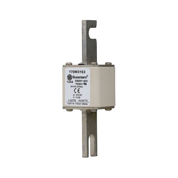 Fuse-link, high speed, 125 A, AC 690 V, compact size 1, 45 x 45 x 134 mm, aR, DIN, IEC, single indicator image 11