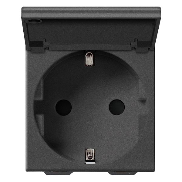 2P+E 16A DE SICURY outlet+cover carbon m image 1