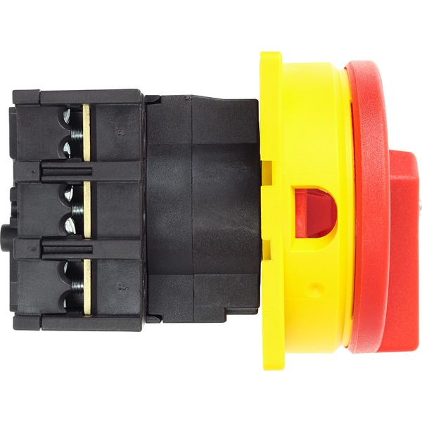Main switch, P1, 32 A, flush mounting, 3 pole, Emergency switching off function, With red rotary handle and yellow locking ring image 35