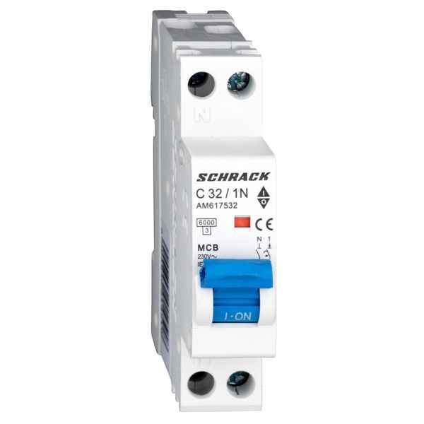 Miniature Circuit Breaker (MCB) AMPARO 6kA, C 32A, 1+N, 1MW image 1