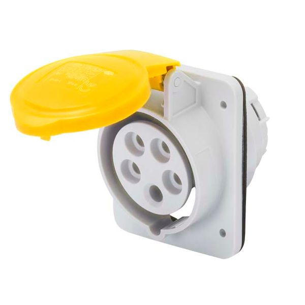 10° ANGLED FLUSH-MOUNTING SOCKET-OUTLET HP - IP44/IP54 - 2P+E 16A 100-130V 50/60HZ - YELLOW - 4H - SCREW WIRING image 2