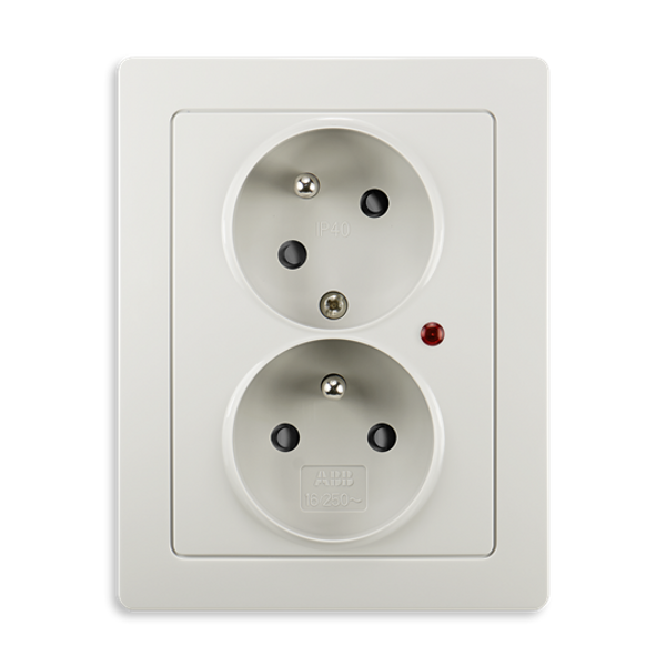 5593J-C02357 S1 Double socket outlet with earthing pins, shuttered, with turned upper cavity, with surge protection image 1