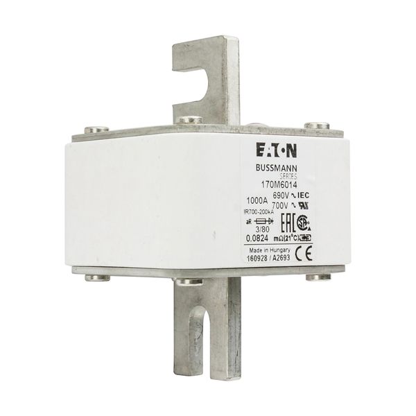 Fuse-link, high speed, 1000 A, AC 690 V, DIN 3, 76 x 76 x 109 mm, aR, DIN, IEC, single indicator image 15