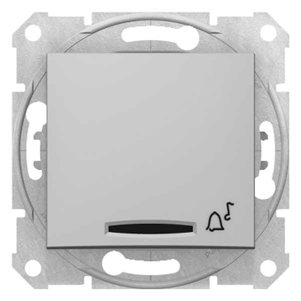 Sedna - 1pole pushb - 10A locator light, bell symbol, without frame aluminium image 1