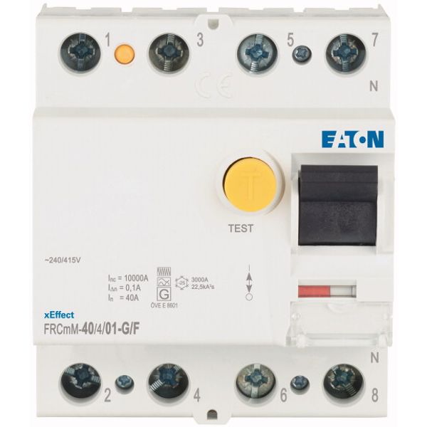 Residual current circuit breaker (RCCB), 40A, 4p, 100mA, type G/F image 1