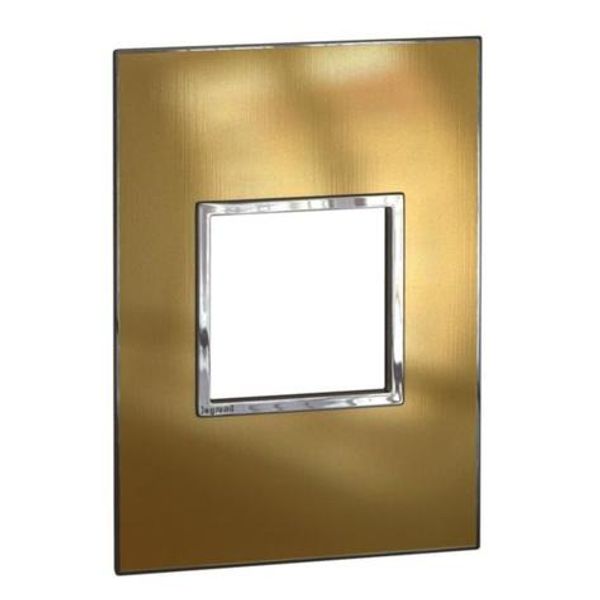 Arteor™ - Plate - Italian / US std - square - 2 modules - gold brass image 1