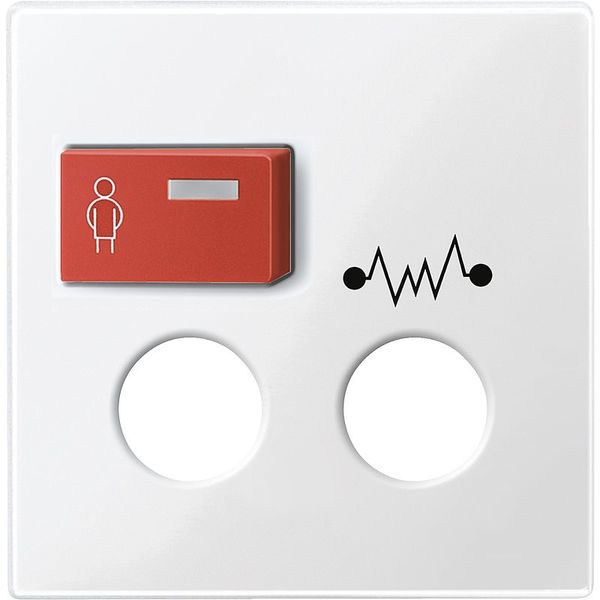 Central plate for call module with call button and plug contacts polar white glossy, system M image 1