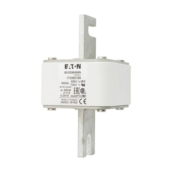 Fuse-link, high speed, 1600 A, AC 690 V, DIN 3, 76 x 90 x 139 mm, aR, DIN, IEC, single indicator image 3