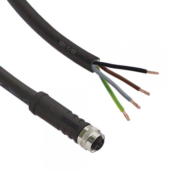 Sensor Kabel, 2,5m, PUR, M12 Sensorbuchse, 3-polig + PE, S-kodiert/offene Leitungsenden, 220-240V AC image 1
