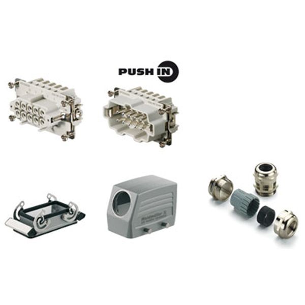 Industrial connectors (set), Series: HE, PUSH IN, Size: 4, Number of p image 1