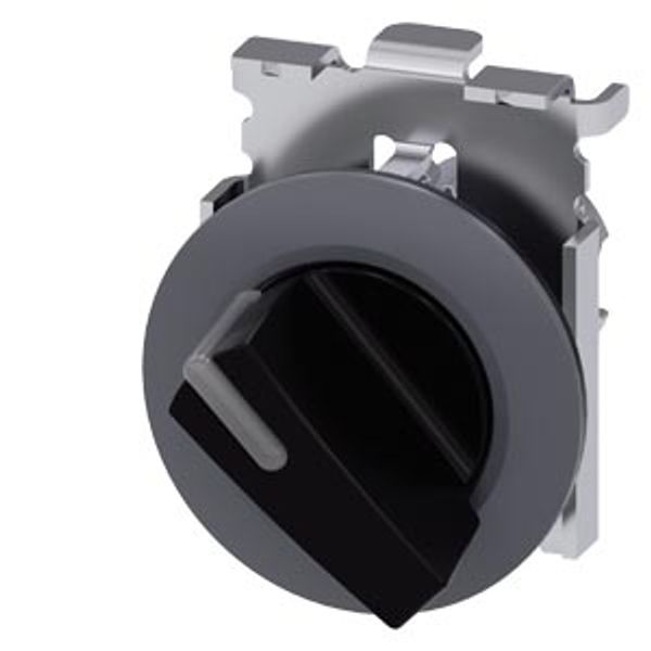 Illuminable selector switch, 30 mm, round, Metal matt, black, Selector switch short, front ring  3SU1062-2DF10-0AA0-Z X90 image 1