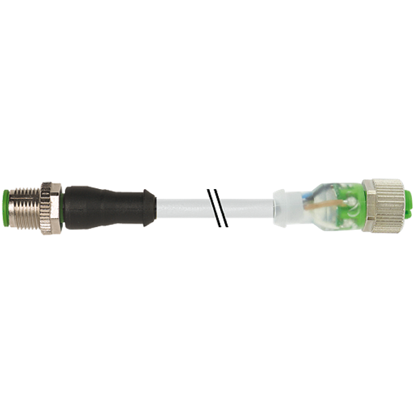 M12 male 0° / M12 female 0° A-cod. LED PUR 4x0.34 gy +drag ch. 17.5m image 1