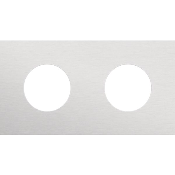 Twofold faceplate, 71 mm centre distance, for 2 socket outlets, Niko Rocker and Niko Toggle, alu grey brushed image 1