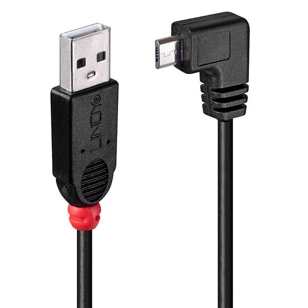 2m USB 2.0 Type A to Micro-B Cable, 90 Degree Right Angle For use with cameras, mobile phones and PDAs! image 1