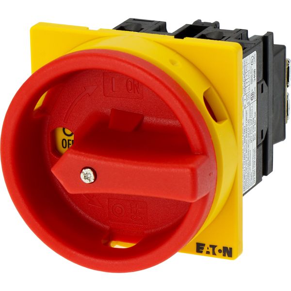 Main switch, T0, 20 A, flush mounting, 2 contact unit(s), 3 pole, 1 N/O, Emergency switching off function, With red rotary handle and yellow locking r image 9