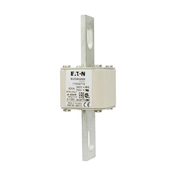 Fuse-link, high speed, 630 A, AC 690 V, size 1, 53 x 69 x 136 mm, aR, IEC, UL, no indicator, 115 mm centers image 7