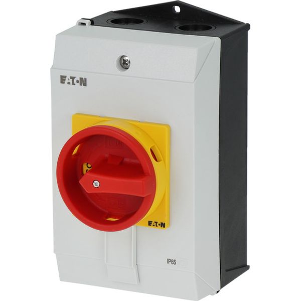 Main switch, P1, 40 A, surface mounting, 3 pole, 1 N/O, 1 N/C, Emergency switching off function, Lockable in the 0 (Off) position, hard knockout versi image 3