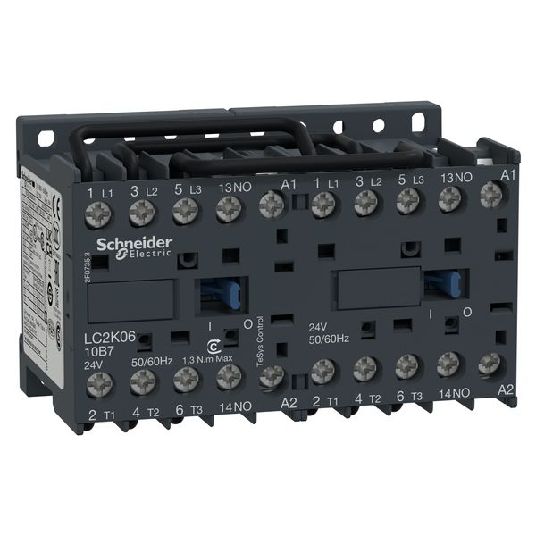 TeSys K reversing contactor, 3P, AC-3 440V 6 A, 1NO, 230V AC coil image 3