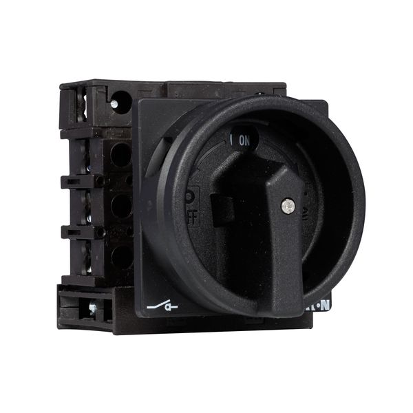 Main switch, P1, 25 A, flush mounting, 3 pole + N, 1 N/O, 1 N/C, STOP function, With black rotary handle and locking ring, Lockable in the 0 (Off) pos image 8