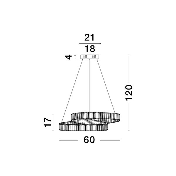 Triac Dimmable Chrome Metal & Crystal   LED 50W 230 Volt   4070Lm 3500K  IP20 Class I   D: 60 H: 120 cm Adjustable  Height image 1