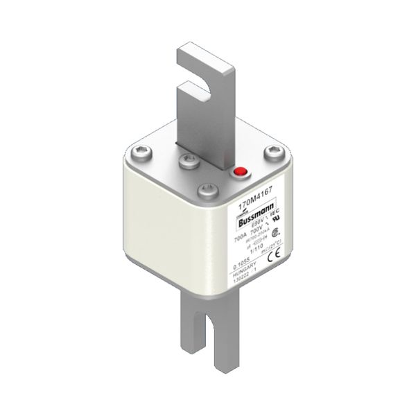 Fuse-link, high speed, 700 A, AC 690 V, DIN 1, 53 x 66 x 138 mm, aR, DIN, IEC, single indicator image 7