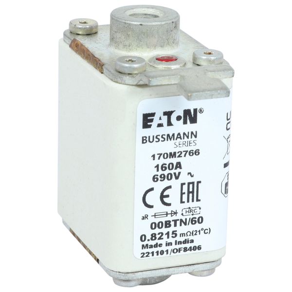 Fuse-link, high speed, 160 A, AC 690 V, size 00, 30 x 62 x 64 mm, aR, IEC, single indicator image 11