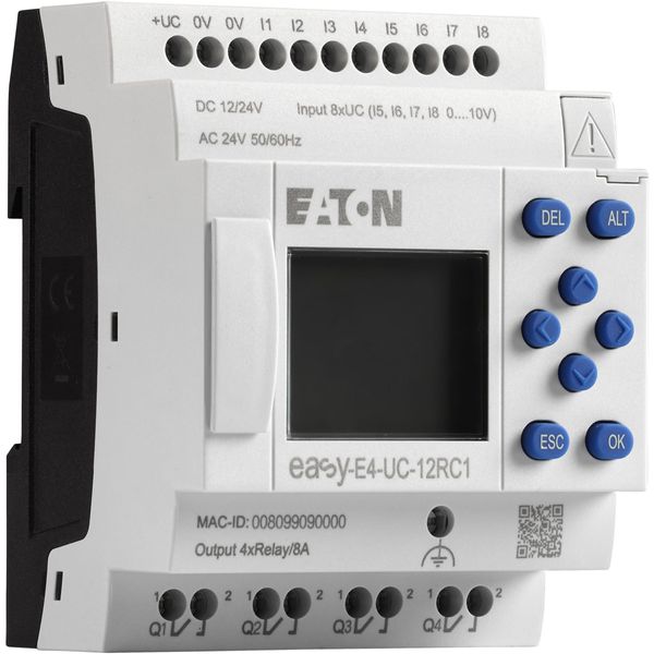 Control relays easyE4 with display (expandable, Ethernet), 12/24 V DC, 24 V AC, Inputs Digital: 8, of which can be used as analog: 4, screw terminal image 21