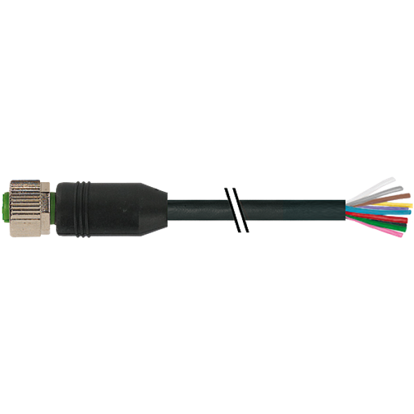 M12 female 0° A-cod. with cable PUR 12x0.14 bk  12.5m image 1