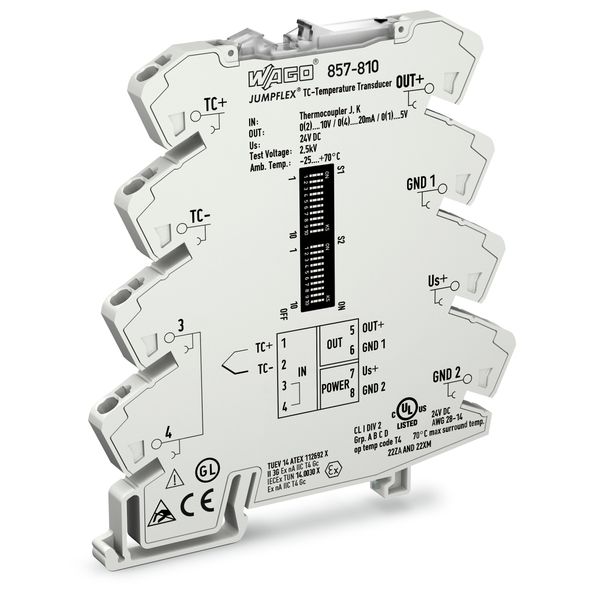857-810 Temperature signal conditioner for thermocouples; Current and voltage output signal; Configuration via DIP switch image 1
