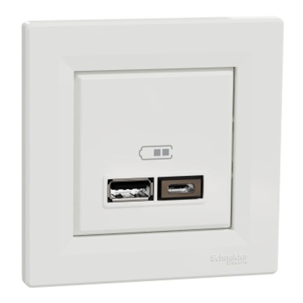 Asfora - double USB charger 2.4 A - white image 2