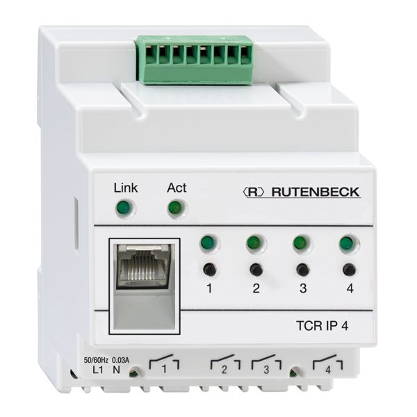 R-Control IP 4 (former TCR IP 4), mit Netzwerkanschluss, mit Zeitschaltfunktion und Temperaturabfrage, im REG-Gehäuse (4TE) image 1