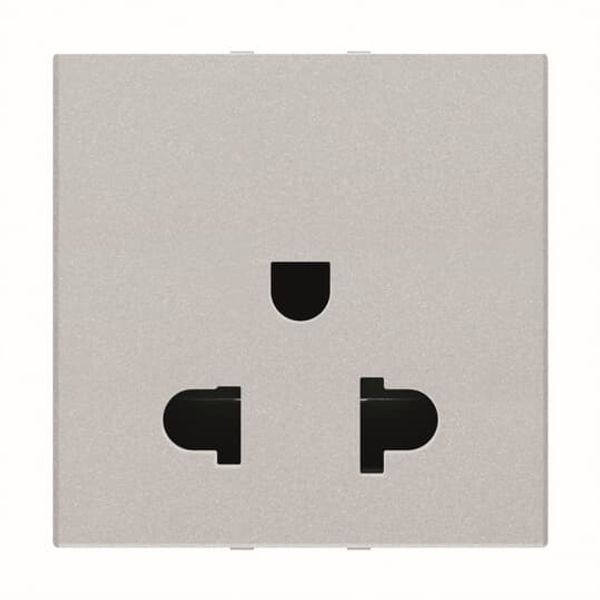 N2238 PL - Euro-American earthed socket outlet - 2M - Silver image 1